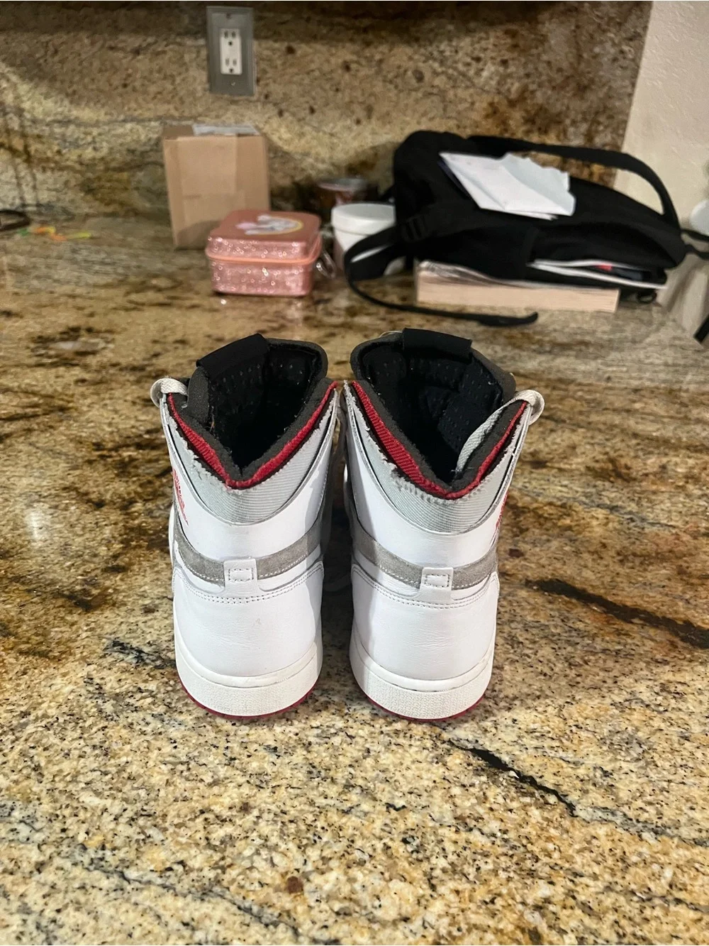 Jordan Air 1 High Top - White, Gray & Red Accents